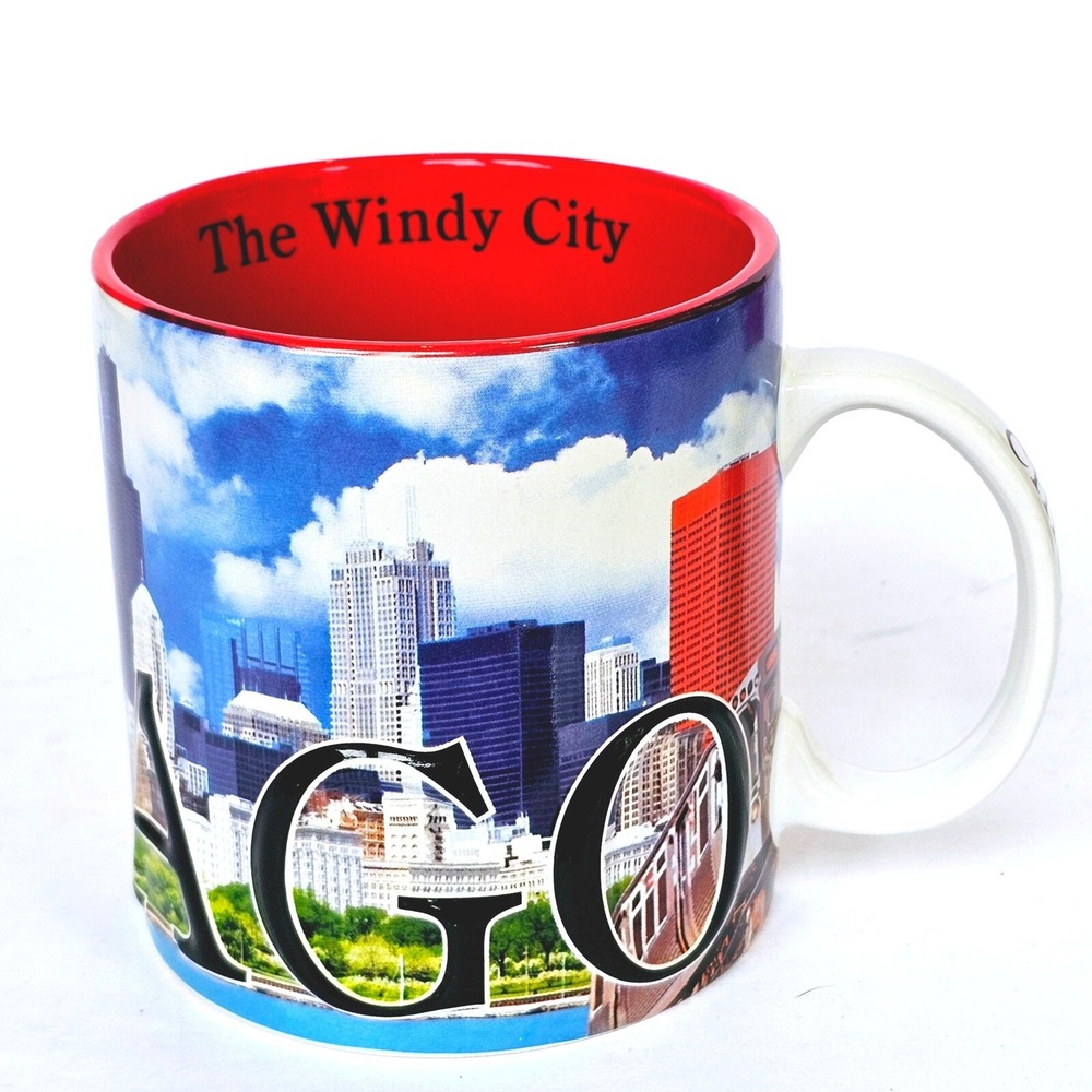 2016 Americaware Chicago Skyline Mug The Windy City Red Interior Souvenir Cup